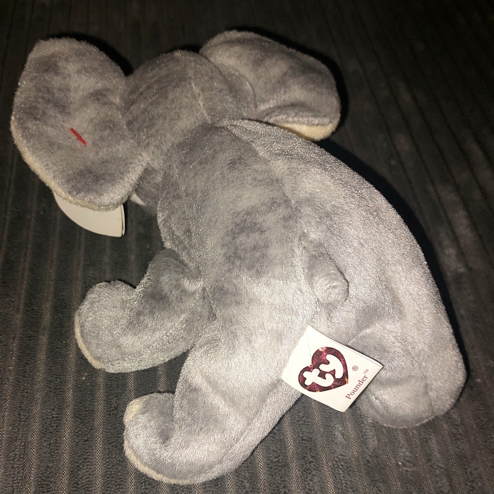 🌷3/$20🌷NWT/Vintage Y2K TY Beanie Baby Elephant "Pounder" - Picture 3 of 4